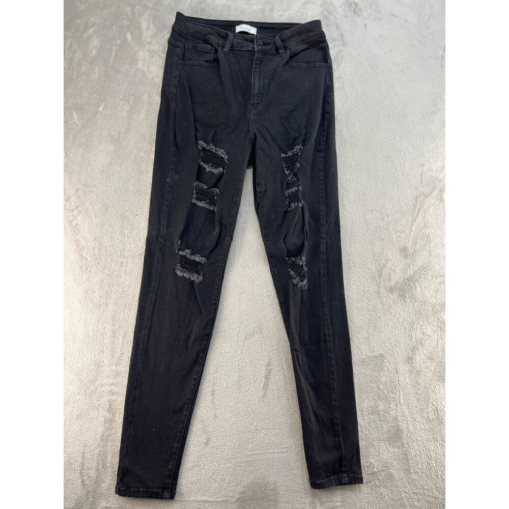 Kancan -Ankle Skinny Jeans Womens 30 Curvy High Rise Black Casual Distressed